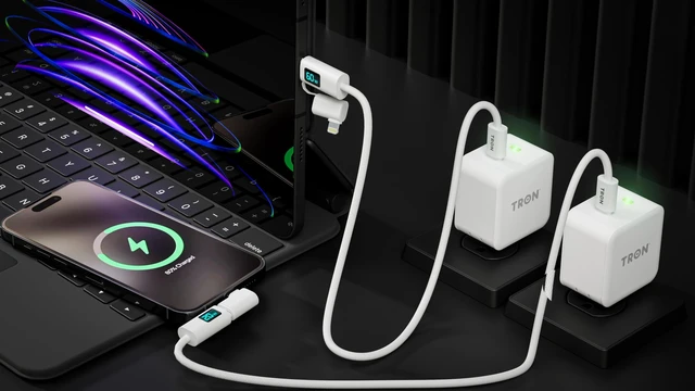Alt view image 7 of 7 - Tron 25W USB-C Power Adapter with 5FT 2-in-1 brided Cable with Digital Display Fast Charging Solution for Home, Office, and Travel Use