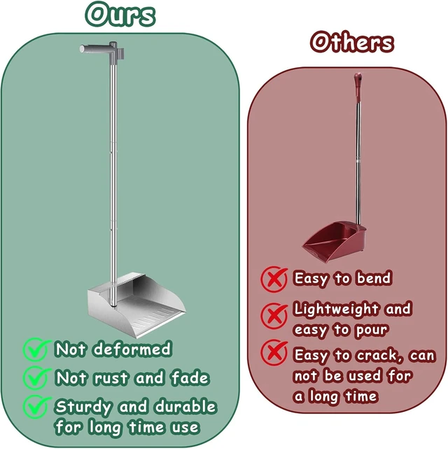 Alt view image 4 of 7 - Dust Pans with Long Handle,Heavy Duty Metal Dust Pan with Dust Pan Teeth
Stand Up Dustpan with 3pcs Adjustable Handle,Stainless Steel Dust Pan with Teeth to Clean Hair for Home,Outdoor,Office,Garden