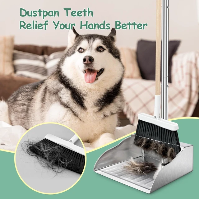 Alt view image 6 of 7 - Dust Pans with Long Handle,Heavy Duty Metal Dust Pan with Dust Pan Teeth
Stand Up Dustpan with 3pcs Adjustable Handle,Stainless Steel Dust Pan with Teeth to Clean Hair for Home,Outdoor,Office,Garden