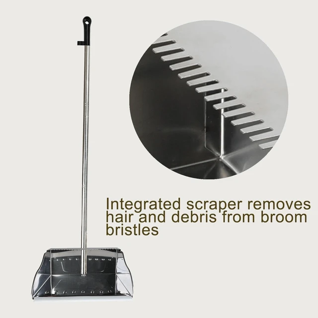 Alt view image 3 of 7 - Metal Dust Pan with Long Handle, Stainless Steel Standing Dustpan
Metal Dustpan with Teeth