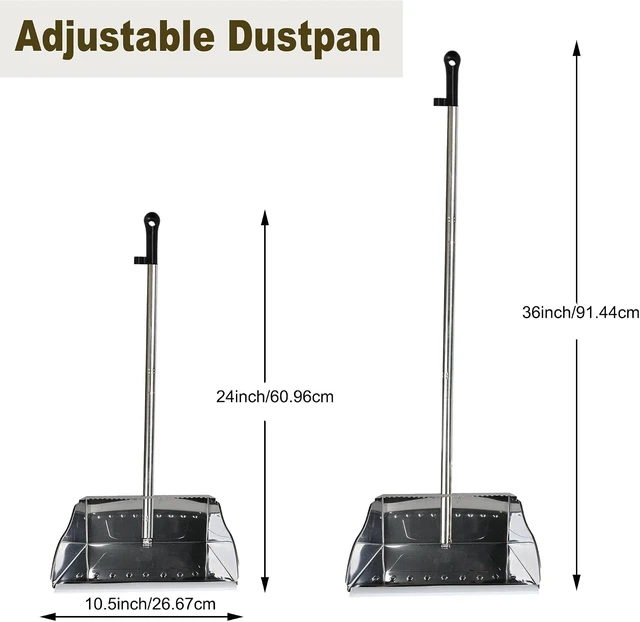 Alt view image 4 of 7 - Metal Dust Pan with Long Handle, Stainless Steel Standing Dustpan
Metal Dustpan with Teeth