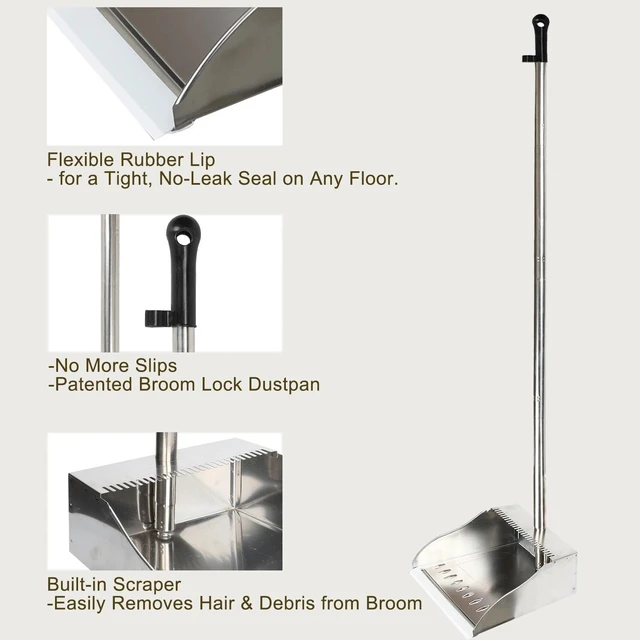 Alt view image 5 of 7 - Metal Dust Pan with Long Handle, Stainless Steel Standing Dustpan
Metal Dustpan with Teeth