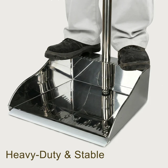 Alt view image 7 of 7 - Metal Dust Pan with Long Handle, Stainless Steel Standing Dustpan
Metal Dustpan with Teeth