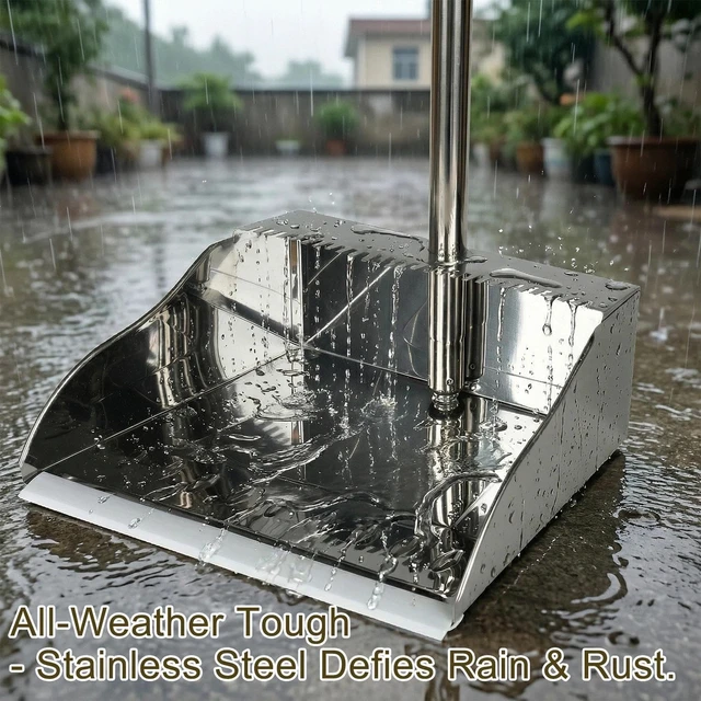 Alt view image 2 of 7 - Metal Dust Pan with Long Handle, Stainless Steel Standing Dustpan
Metal Dustpan with Teeth