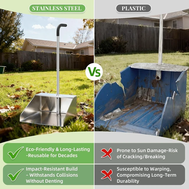 Alt view image 7 of 7 - Extra Large Dust Pan with Long Handle,Metal Dust Pan for Jumbo Debris Pan
Commercial Heavy Duty Stand up Dustpan,14In Wide Mouth Outdoor Dustpan for Courtyards/Garage/Sidewalks-Professional Cleaning