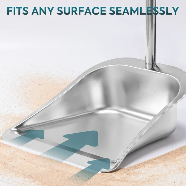 Alt view image 3 of 7 - Dust Pans with Long Handle - 35Heavy Duty Metal Upright Stand Up Dustpan
Long Handled Dustpans with Adjustable Handle,Stainless Steel Dust Pan for Home,Outdoor,Office,No Tool-Snap&Lock in 3 Seconds