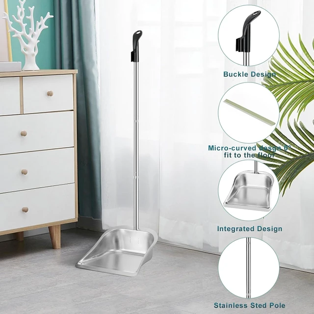 Alt view image 7 of 7 - Dust Pans with Long Handle - 35Heavy Duty Metal Upright Stand Up Dustpan
Long Handled Dustpans with Adjustable Handle,Stainless Steel Dust Pan for Home,Outdoor,Office,No Tool-Snap&Lock in 3 Seconds