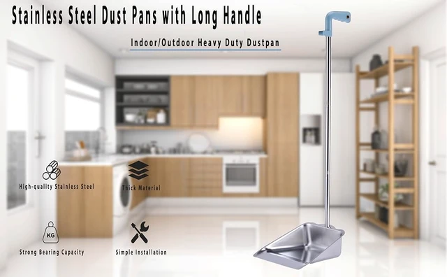 Alt view image 7 of 7 - YONILL Dust Pans with Long Handle - Metal Upright Dustpan Heavy Duty, 35" Long Handled Stand Up Dustpans for Lobby, Garage, Home and Yard (Dustpan only)