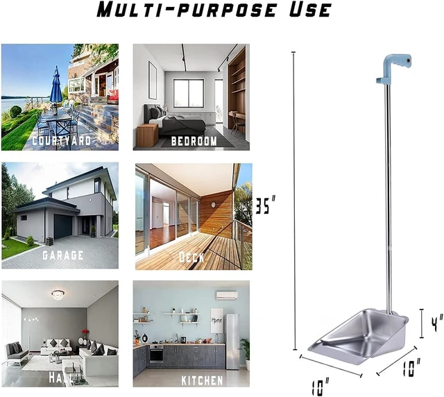 Alt view image 6 of 7 - YONILL Dust Pans with Long Handle - Metal Upright Dustpan Heavy Duty, 35" Long Handled Stand Up Dustpans for Lobby, Garage, Home and Yard (Dustpan only)