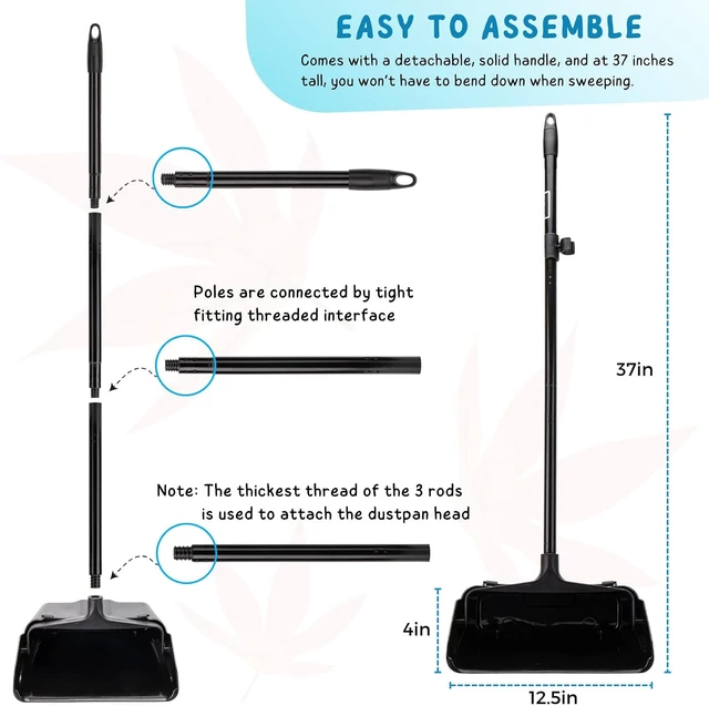 Alt view image 7 of 7 - Dustpan with Long Handle, 37 Heavy Duty Standing up Dust Pan for Home
Broom Clip, Two little wheels, Upright Dust Pan for Indoor, Outdoor, Office, Commercial, Industrial, Shop