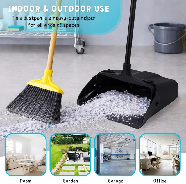 Alt view image 4 of 7 - Dustpan with Long Handle, 37 Heavy Duty Standing up Dust Pan for Home
Broom Clip, Two little wheels, Upright Dust Pan for Indoor, Outdoor, Office, Commercial, Industrial, Shop