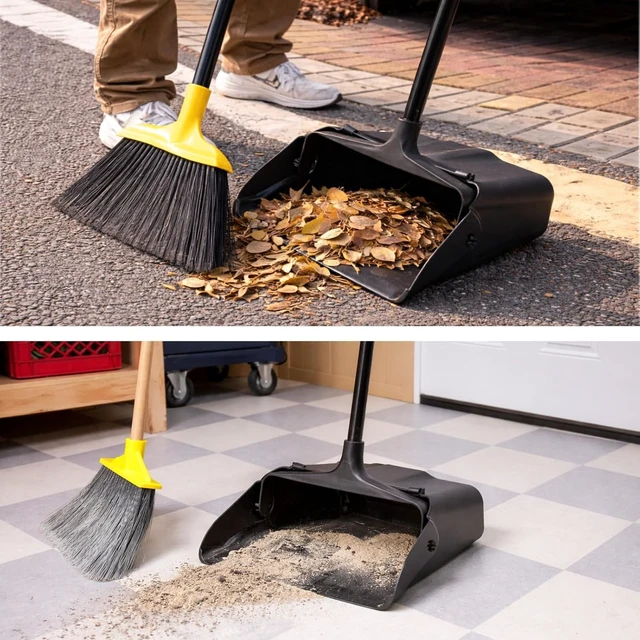 Alt view image 5 of 7 - Dustpan with Long Handle, 37 Heavy Duty Standing up Dust Pan for Home
Broom Clip, Two little wheels, Upright Dust Pan for Indoor, Outdoor, Office, Commercial, Industrial, Shop