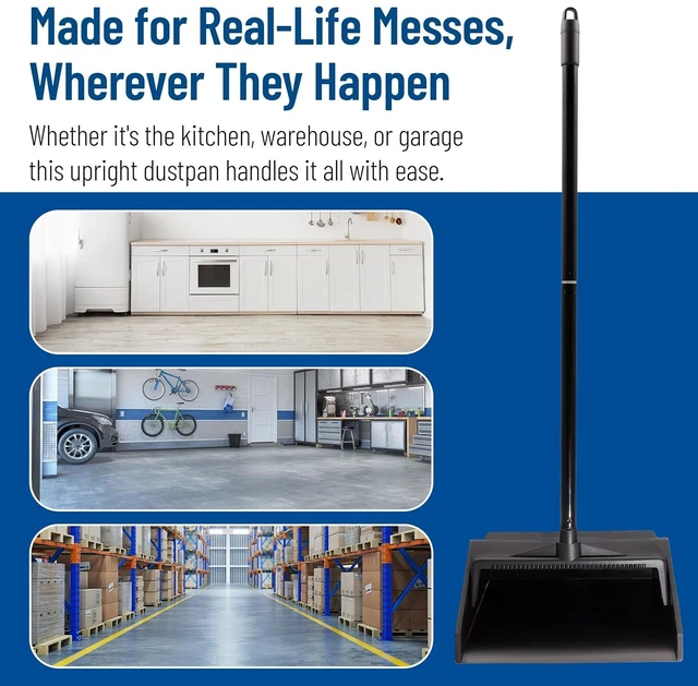 Alt view image 4 of 7 - Carlisle Upright Dust Pan with 30" Two-Piece Handle, Black
Duo-Pan, 12-Inch Wide Pan, Serrated Broom Comb, Pivoting, Hanging Hole