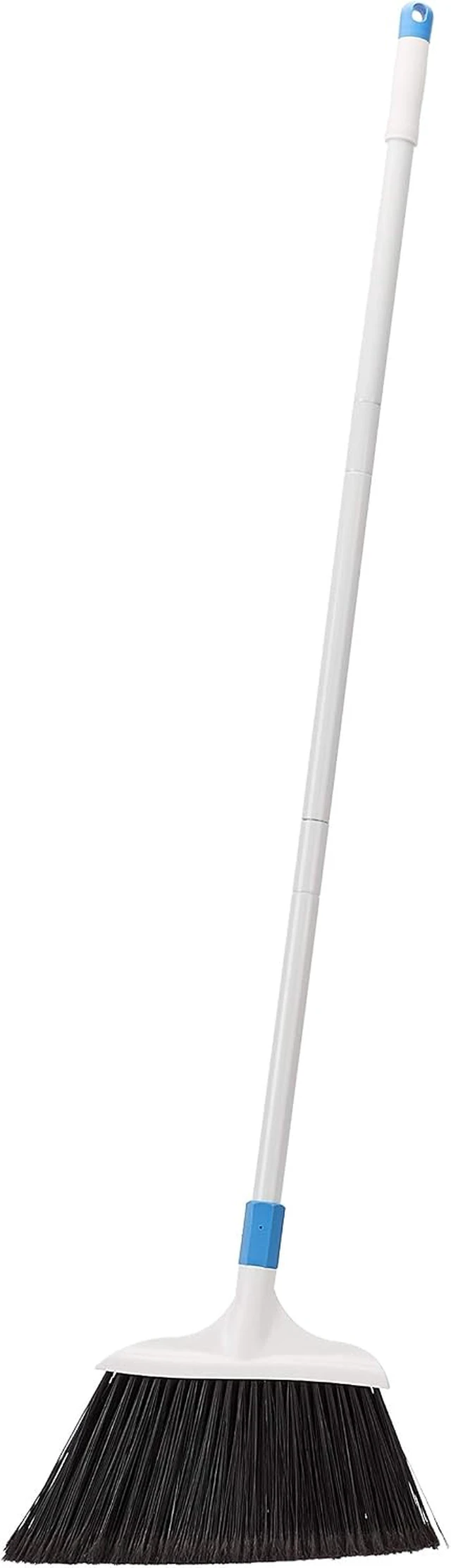 Alt view image 2 of 5 - Basics Heavy-Duty Floor Cleaning Broom with Stiff Bristles, Sturdy 3-Piece Handle, Easy to Assemble, Indoor Outdoor Use for Driveways and Sidewalks, Blue and White