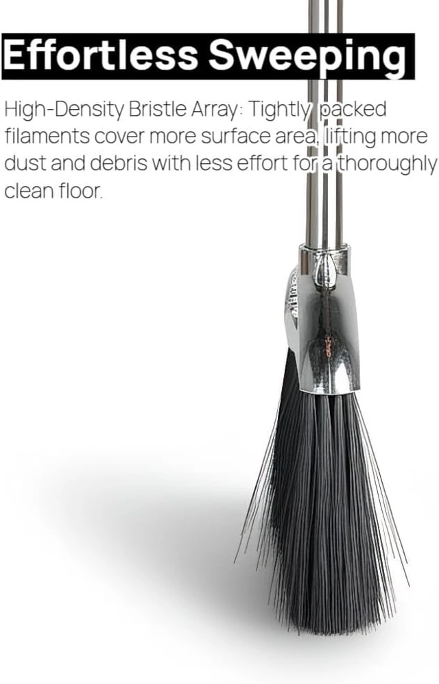 Alt view image 2 of 7 - Indoor Soft Bristles Sweeping Broom,Long Handle Kitchen Angle Broom for Floor Cleaning Home Office Hardwood