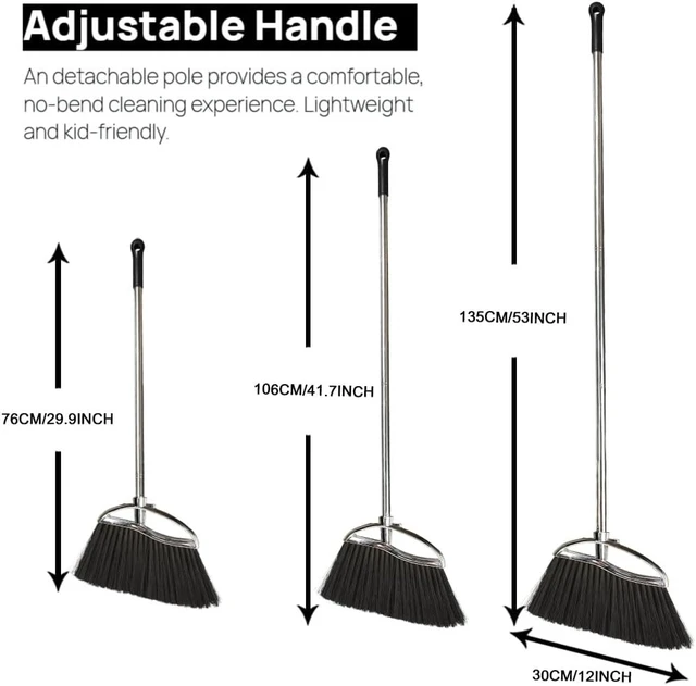 Alt view image 3 of 7 - Indoor Soft Bristles Sweeping Broom,Long Handle Kitchen Angle Broom for Floor Cleaning Home Office Hardwood