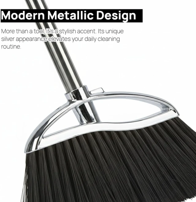 Alt view image 4 of 7 - Indoor Soft Bristles Sweeping Broom,Long Handle Kitchen Angle Broom for Floor Cleaning Home Office Hardwood