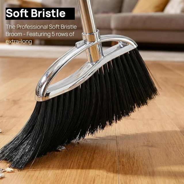 Alt view image 7 of 7 - Indoor Soft Bristles Sweeping Broom,Long Handle Kitchen Angle Broom for Floor Cleaning Home Office Hardwood