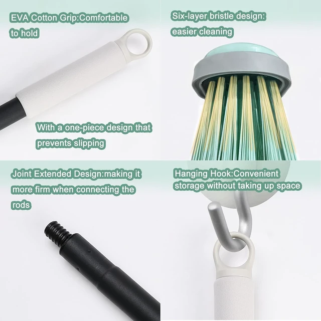 Alt view image 7 of 7 - Indoor Broom Soft Bristle Brooms - Brooms for Sweeping Indoor Pet Hair, House Broom for Cleaning Hardwood, Tile, and Decking Surfaces Across.(Green)