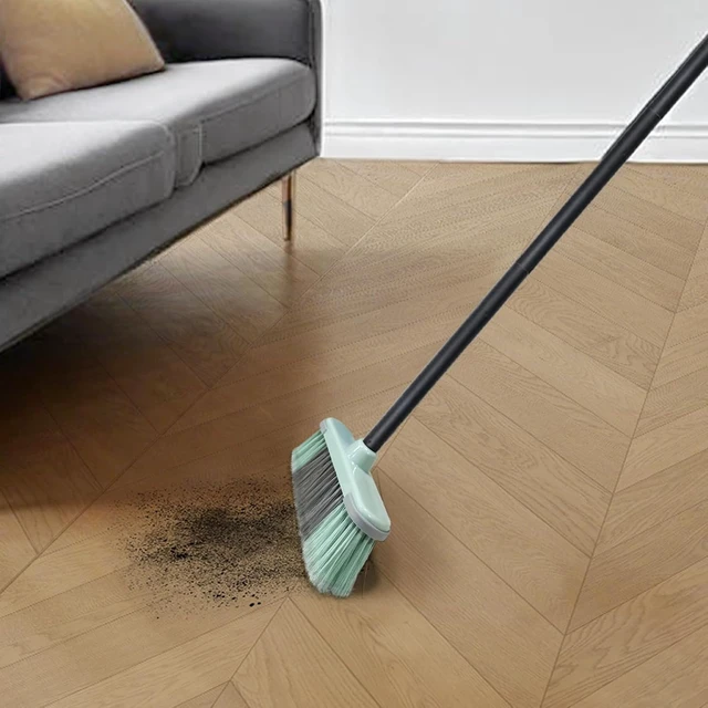 Alt view image 3 of 7 - Indoor Broom Soft Bristle Brooms - Brooms for Sweeping Indoor Pet Hair, House Broom for Cleaning Hardwood, Tile, and Decking Surfaces Across.(Green)