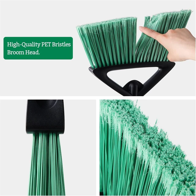 Alt view image 7 of 7 - Eyliden Angle Broom with 57" Long Handle, Outdoor Indoor, Green
Heavy-Duty Cleaning, Also Works Well Fine Dust - PET Bristles, Commercial Sweeper for Courtyard Sidewalk Deck Kitchen Lobby
