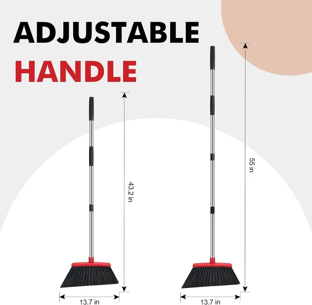 Alt view image 2 of 7 - Heavy Duty Broom, 55 Inch Long Handle Outdoor Large Angle Brooms, Commercial Broom for Sweeping Indoor, for Home Garage Kitchen Office Courtyard Lobby Patio Lawn Concrete