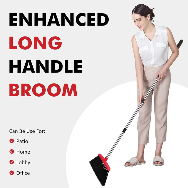 Alt view image 4 of 7 - Heavy Duty Broom, 55 Inch Long Handle Outdoor Large Angle Brooms, Commercial Broom for Sweeping Indoor, for Home Garage Kitchen Office Courtyard Lobby Patio Lawn Concrete