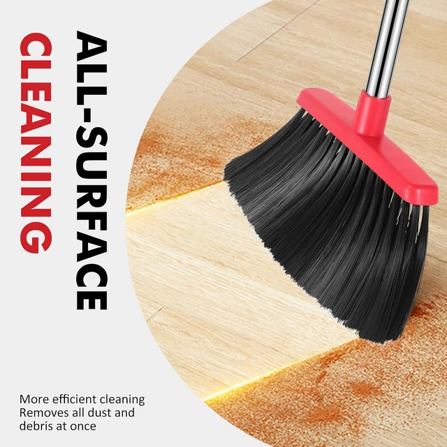 Alt view image 6 of 7 - Heavy Duty Broom, 55 Inch Long Handle Outdoor Large Angle Brooms, Commercial Broom for Sweeping Indoor, for Home Garage Kitchen Office Courtyard Lobby Patio Lawn Concrete