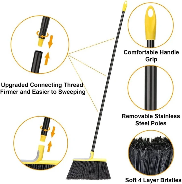 Alt view image 2 of 7 - KeFanta Outdoor Broom for Floor Cleaning, 58" Heavy-Duty Commercial Broom
for Sweeping Concrete Courtyard Garage Patio Indoor Home Kitchen Office Lobby