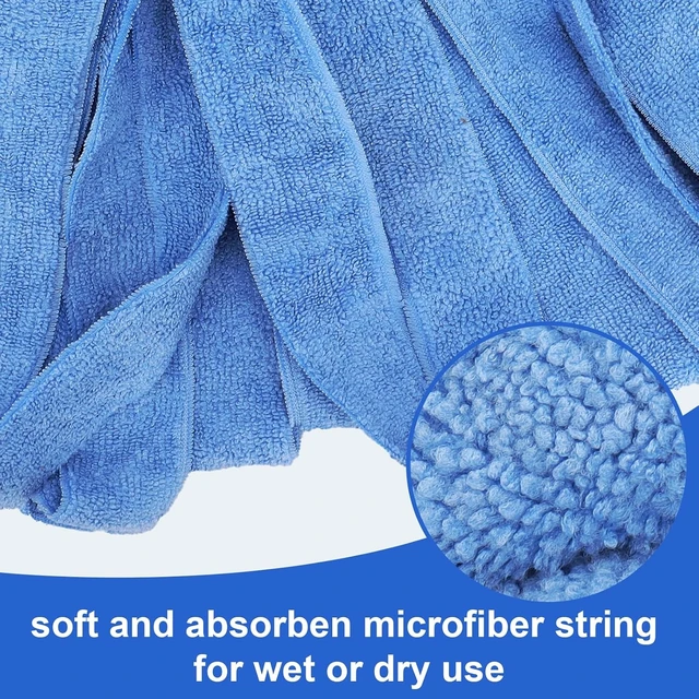 Alt view image 4 of 7 - Microfiber Mop Cloth Heads Replacements: One Mop Handle with Two Blue Microfiber Cloth Heads Compatible with All Standard US Threading Pole
