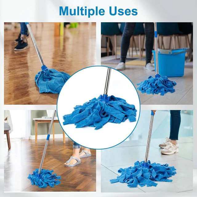 Alt view image 6 of 7 - KeFanta Mop, Microfiber Cloth Mops for Floor Cleaning, 49" Long Handle
One Pole with Two Microfiber Cloth Mop Refills, String Mop, 1 Handle & 2 Mop Heads, Blue