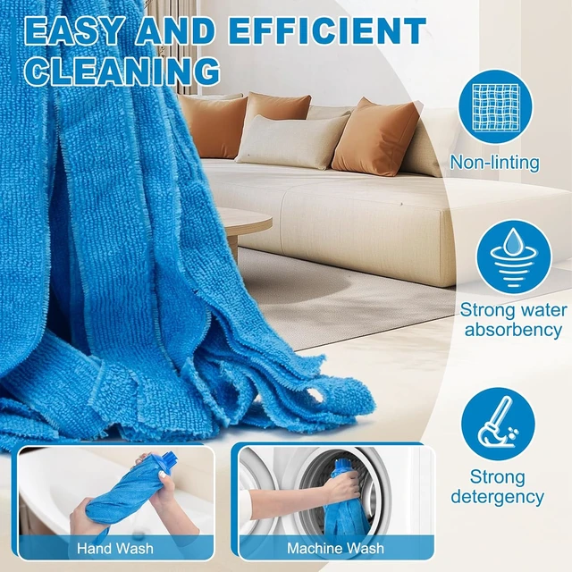 Alt view image 3 of 7 - KeFanta Mop, Microfiber Cloth Mops for Floor Cleaning, 49" Long Handle
One Pole with Two Microfiber Cloth Mop Refills, String Mop, 1 Handle & 2 Mop Heads, Blue