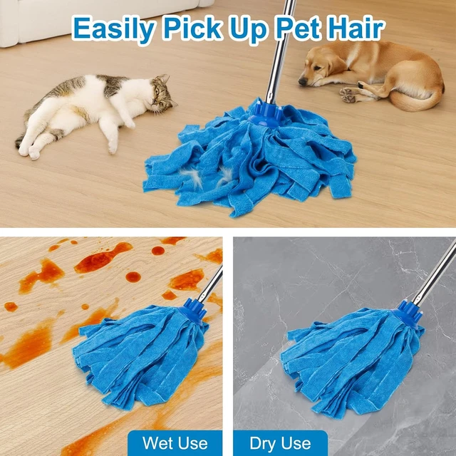 Alt view image 2 of 7 - KeFanta Mop, Microfiber Cloth Mops for Floor Cleaning, 49" Long Handle
One Pole with Two Microfiber Cloth Mop Refills, String Mop, 1 Handle & 2 Mop Heads, Blue