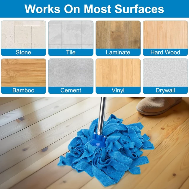 Alt view image 4 of 7 - KeFanta Mop, Microfiber Cloth Mops for Floor Cleaning, 49" Long Handle
One Pole with Two Microfiber Cloth Mop Refills, String Mop, 1 Handle & 2 Mop Heads, Blue