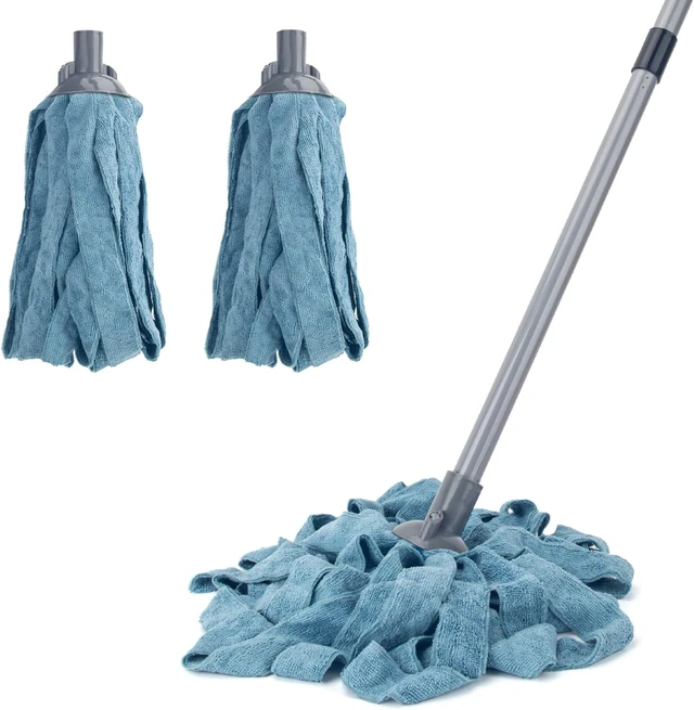 Alt view image 4 of 7 - KeFanta Mops for Floor Cleaning,One Mop Handle with 2 Microfiber Cloth Head
String Wet Mop Replacement Refills Compatible with 0.8" Diameter Stick(1 Pole & 2 Heads)