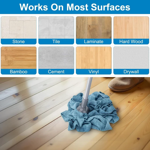 Alt view image 7 of 7 - KeFanta Mops for Floor Cleaning,One Mop Handle with 2 Microfiber Cloth Head
String Wet Mop Replacement Refills Compatible with 0.8" Diameter Stick(1 Pole & 2 Heads)