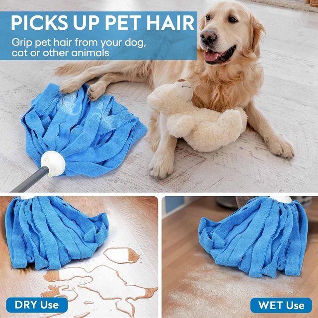 Alt view image 4 of 7 - Matthew Microfiber Mop Compatible with Ceda Refill - Commercial Mop Replacement 54" Stainless Steel Handle with 2 Wet Mop Heads w/1 Handle Incl. 2 Pcs Blue Microfiber Cloth