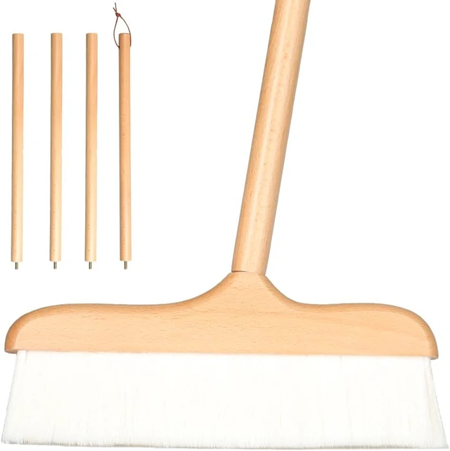 Alt view image 2 of 7 - Gloffer Indoor Wood Wool Broom,Ultra Soft Bristles Broom with Long Handle,Sweeping Kitchen Brooms for Home Cleaning,Floor,Office