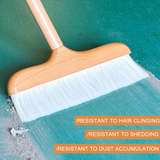 Alt view image 6 of 7 - Gloffer Indoor Wood Wool Broom,Ultra Soft Bristles Broom with Long Handle,Sweeping Kitchen Brooms for Home Cleaning,Floor,Office