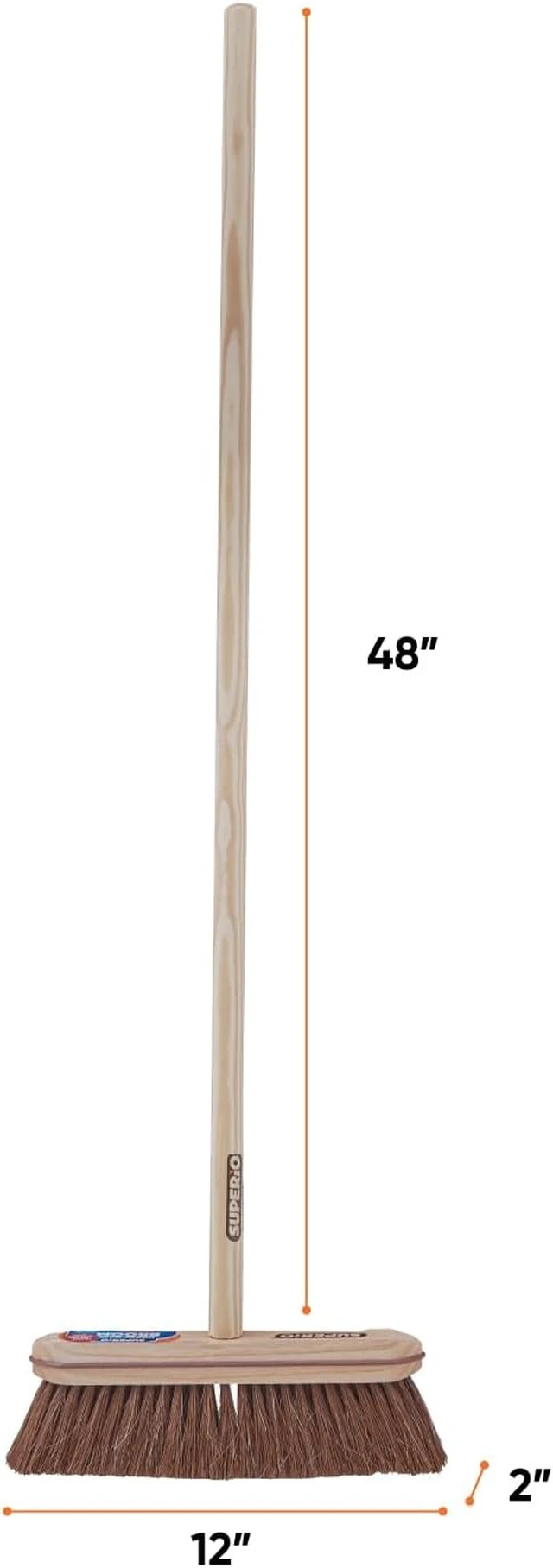 Alt view image 7 of 7 - Superio Kitchen and Home Horsehair Broom With Wood Handle, Fine Premium Bristles - Heavy Duty Household Broom Easy Swiping Dust And Wisp Floors And Corners , 12" sweeping head