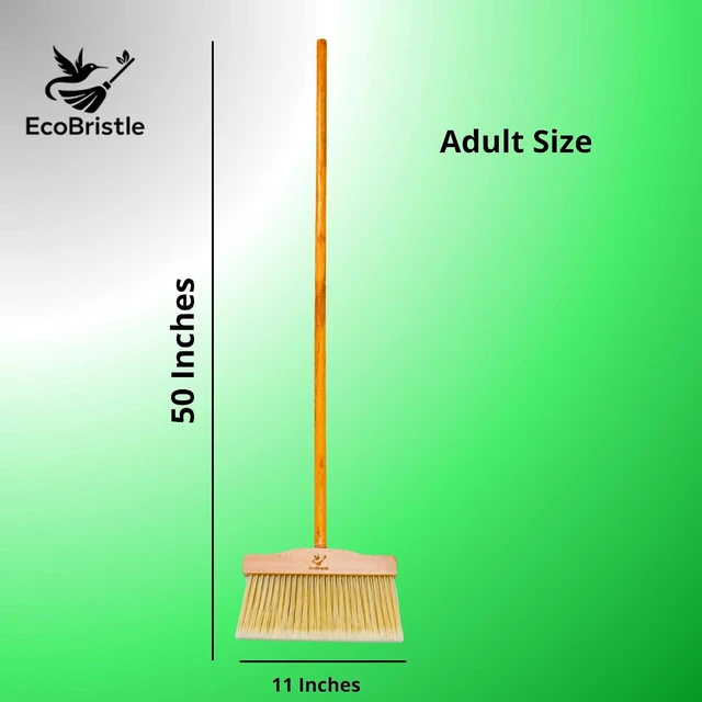 Alt view image 2 of 7 - Long Broom, Eco Friendly Broom with Recycled Plastic Bristles Sustainable Wooden Push Broom for Indoor Use Ergonomic Design Zero Waste & Cleaning Ideal for Hardwood Tile - 50 Inches