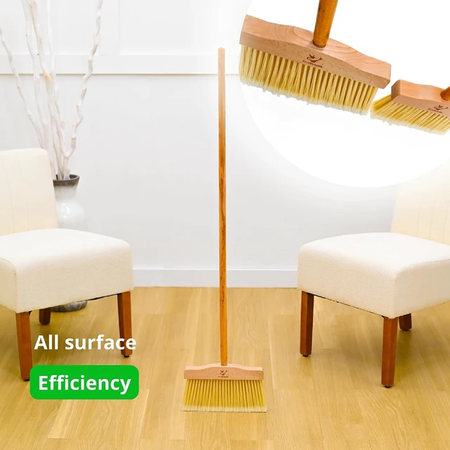 Alt view image 7 of 7 - Long Broom, Eco Friendly Broom with Recycled Plastic Bristles Sustainable Wooden Push Broom for Indoor Use Ergonomic Design Zero Waste & Cleaning Ideal for Hardwood Tile - 50 Inches