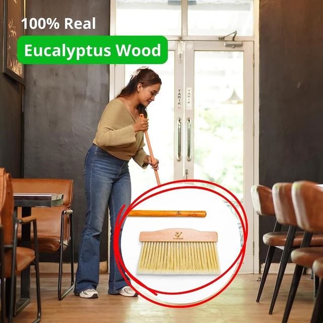 Alt view image 5 of 7 - Long Broom, Eco Friendly Broom with Recycled Plastic Bristles Sustainable Wooden Push Broom for Indoor Use Ergonomic Design Zero Waste & Cleaning Ideal for Hardwood Tile - 50 Inches