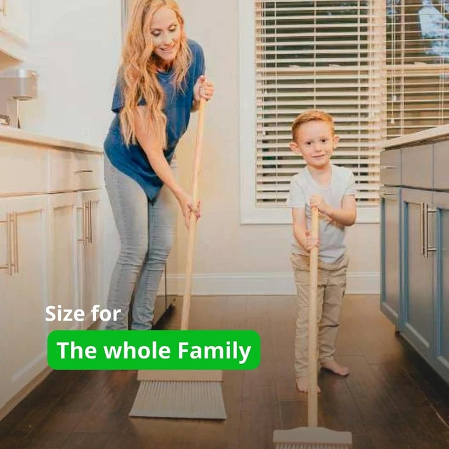 Alt view image 3 of 7 - Long Broom, Eco Friendly Broom with Recycled Plastic Bristles Sustainable Wooden Push Broom for Indoor Use Ergonomic Design Zero Waste & Cleaning Ideal for Hardwood Tile - 50 Inches