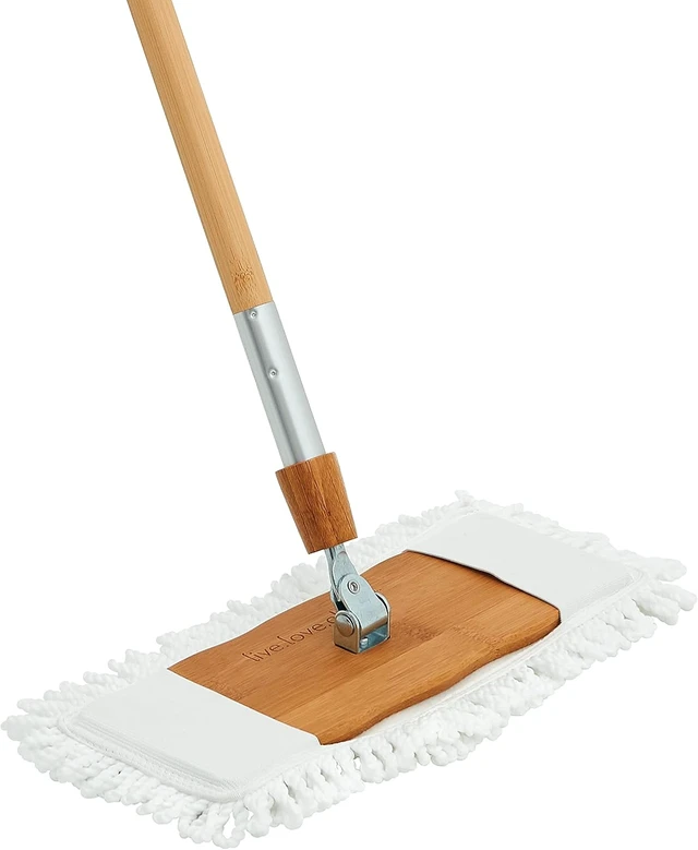 Alt view image 2 of 7 - Harper Live.Love.Clean. Bamboo 2-in-1 Smooth Surface Wet/Dry Dust Mop with (2) Washable Wraparound Pads for Cleaning Dust, Pet Hair & Fine Dry Dirt