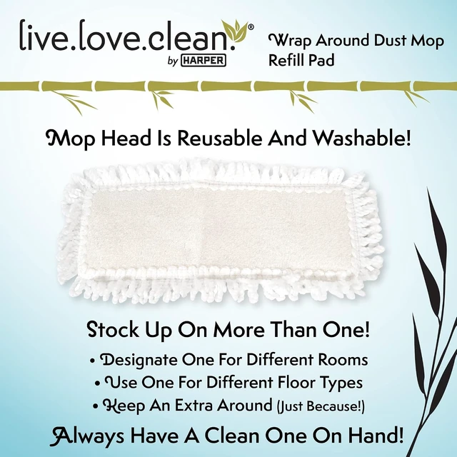 Alt view image 5 of 7 - Harper Live.Love.Clean. Bamboo 2-in-1 Smooth Surface Wet/Dry Dust Mop with (2) Washable Wraparound Pads for Cleaning Dust, Pet Hair & Fine Dry Dirt