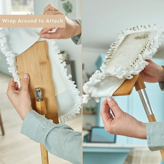 Alt view image 7 of 7 - Harper Live.Love.Clean. Bamboo 2-in-1 Smooth Surface Wet/Dry Dust Mop with (2) Washable Wraparound Pads for Cleaning Dust, Pet Hair & Fine Dry Dirt