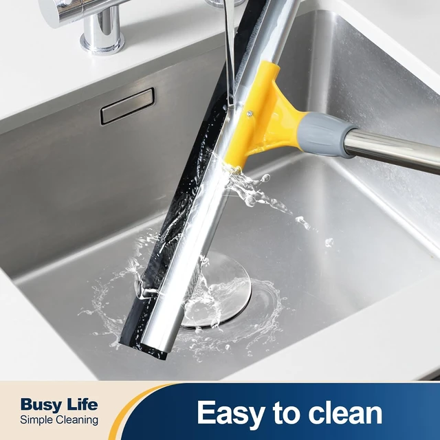Alt view image 3 of 7 - Yocada Rubber Floor Squeegee 17.7" TPR Blade Scrubber Broom 61.8inch Pole
Household Broom for Garage Courtyard Shower Bathroom Floor Marble Glass Tile Water Foam Pet Hair Removal Cleaning