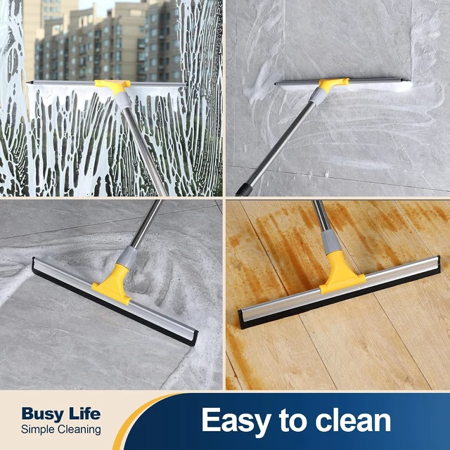 Alt view image 5 of 7 - Yocada Rubber Floor Squeegee 17.7" TPR Blade Scrubber Broom 61.8inch Pole
Household Broom for Garage Courtyard Shower Bathroom Floor Marble Glass Tile Water Foam Pet Hair Removal Cleaning