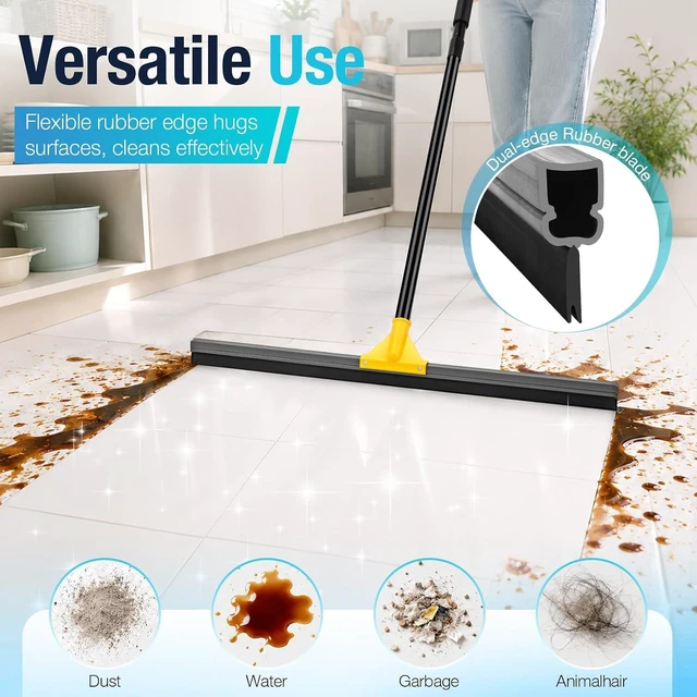 Alt view image 3 of 7 - SOBONNE 30" Large Floor Squeegee Broom for Concrete Water Removal
Heavy Duty Double Rubber Water Squeegee/57" Long Handle for Tile Deck Bathromm Pool Warehouse Outdoor/Yellow